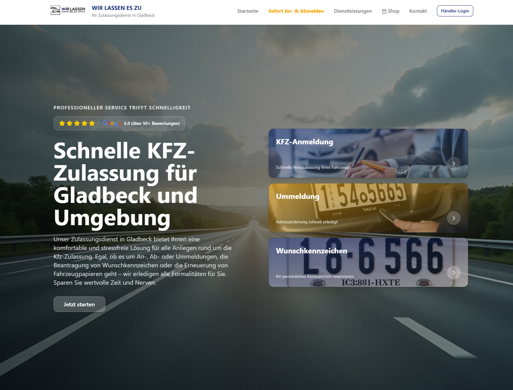 KFZ-Zulassungsdienst Website